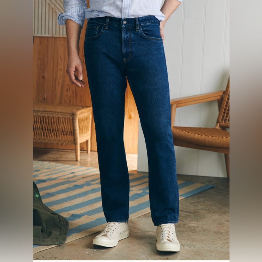 Faherty Reserve Movement Pant Deep Blue Men's Straight Jeans Size 32x30